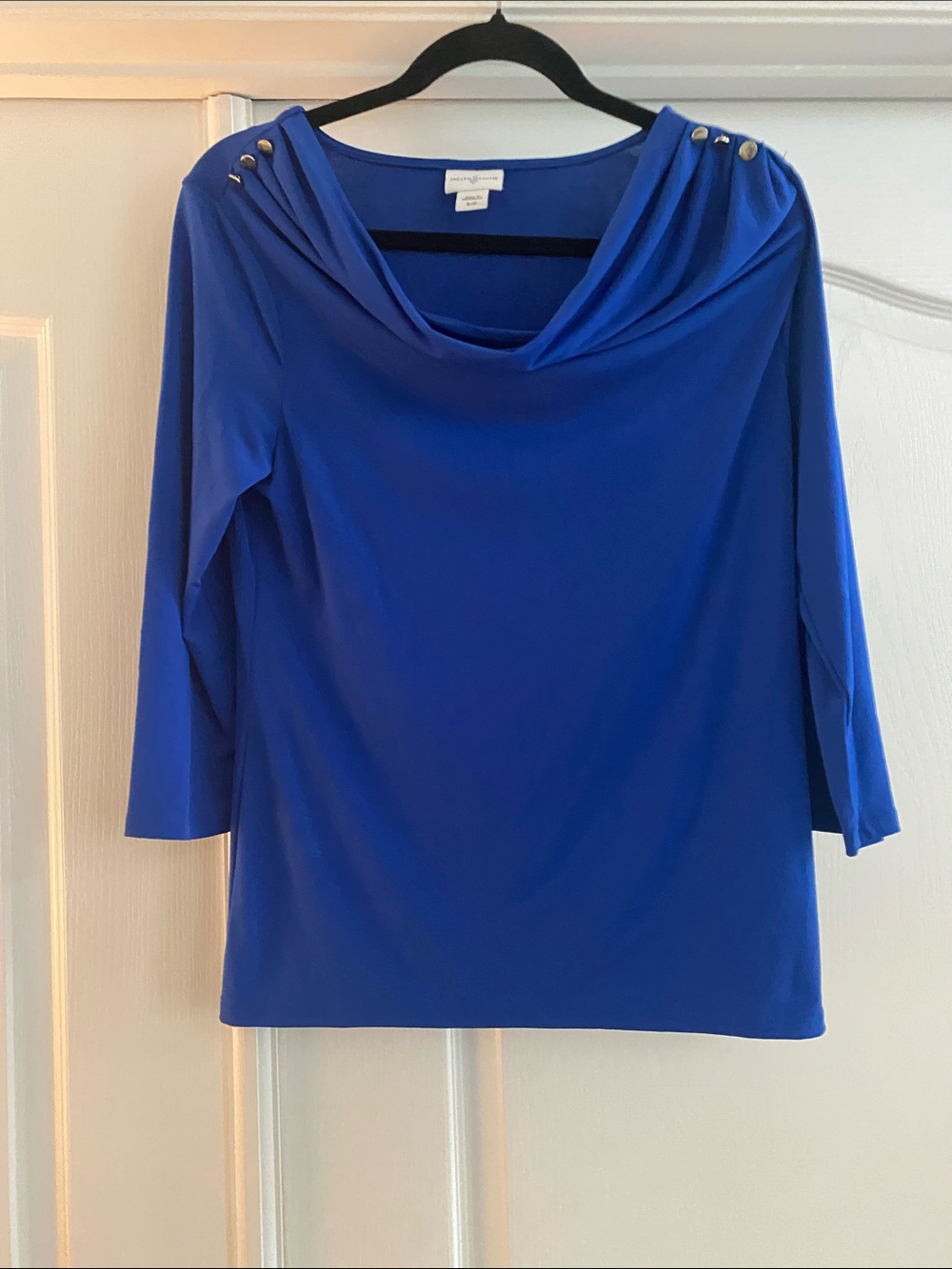 Jaclyn Smith Royal Blue Top with gold buttons